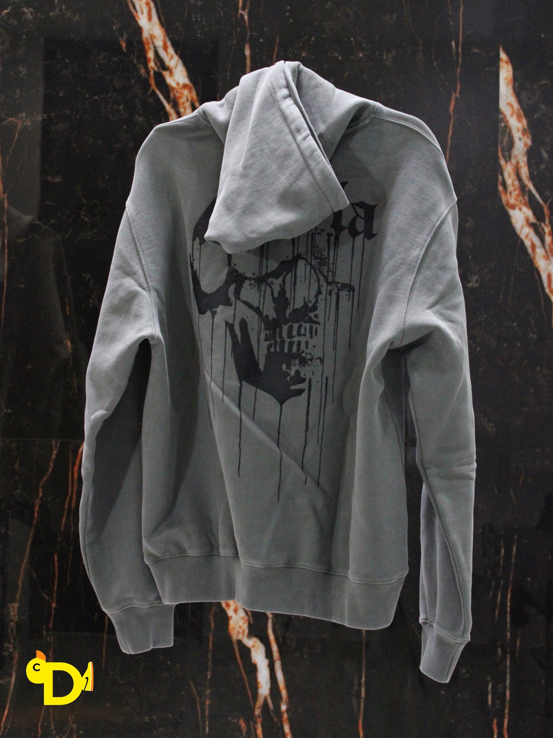 551 - Drippy Skull Hoodie (Grey)