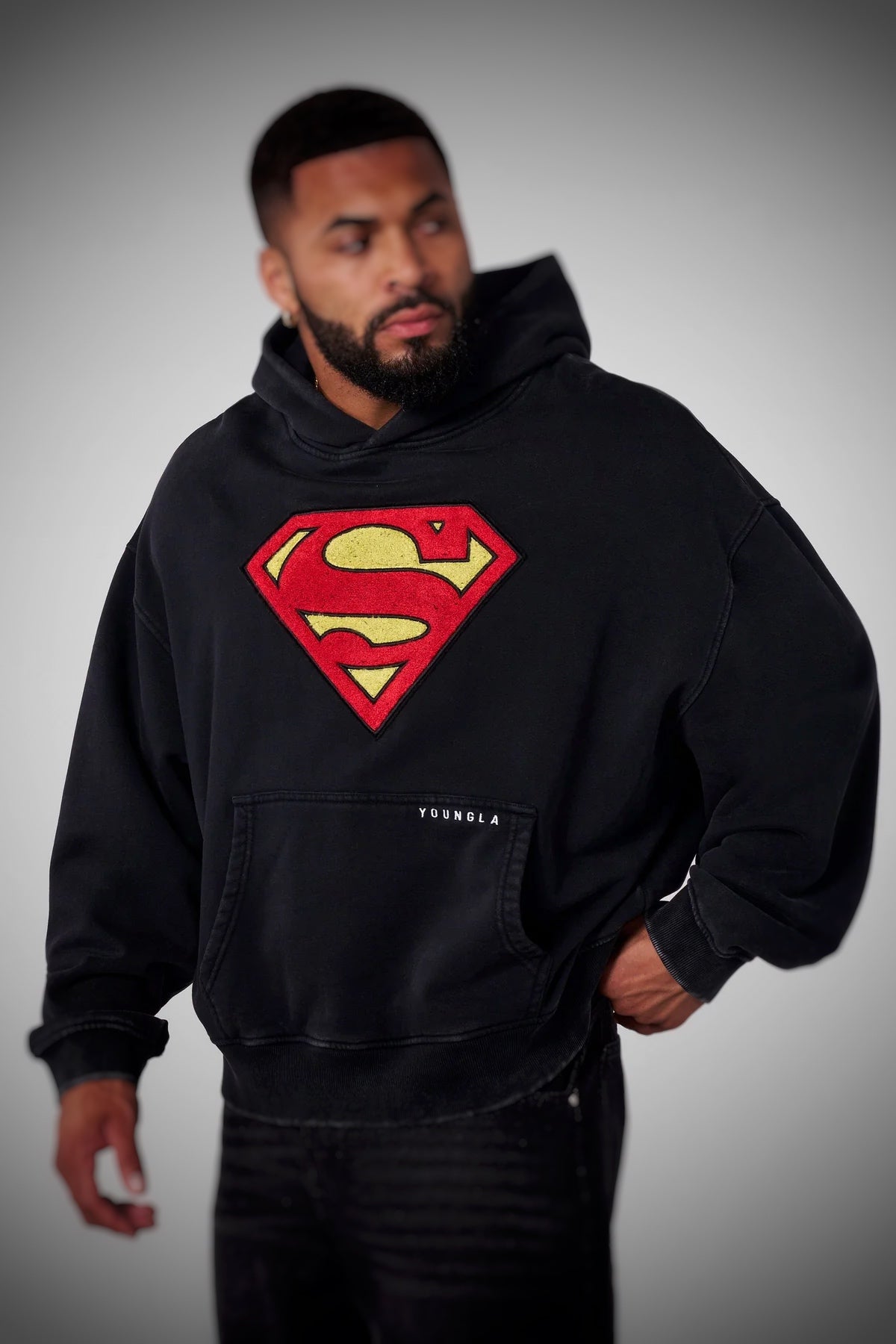 Superman Legacy Hoodies-Black Wash- 5079