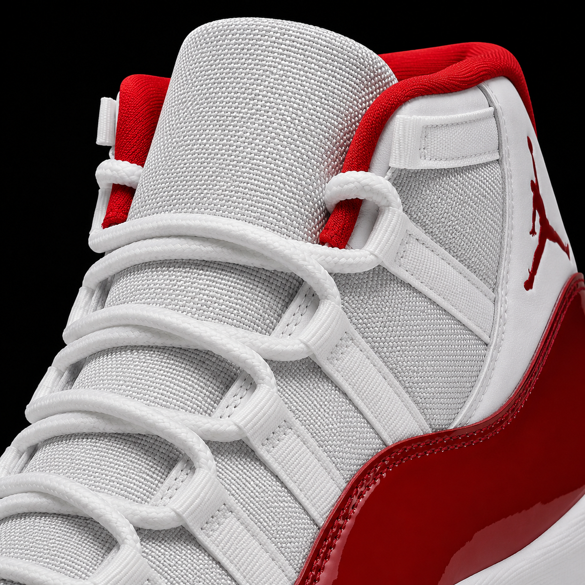 Air Jordan 11 Retro Varsity Red, detalle de agujetas — Crazy!Duck Hype