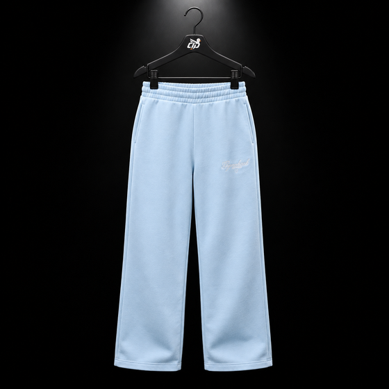 Script Embroidery Joggers "Chilled Blue"