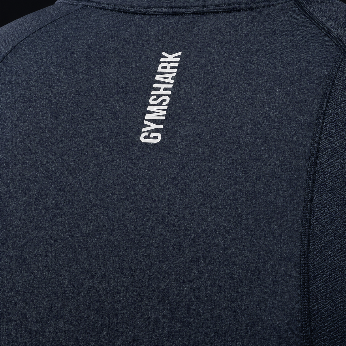 Gymshark Shadow Seamless Long Sleeve T-Shirt Heavy Blue, detalle de costuras y paneles — Crazy!Duck Hype