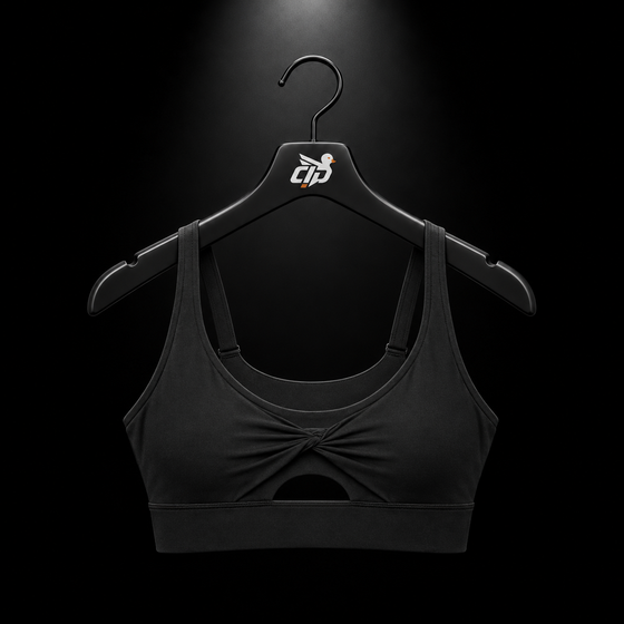 Twist Front Sports Bra "Black"