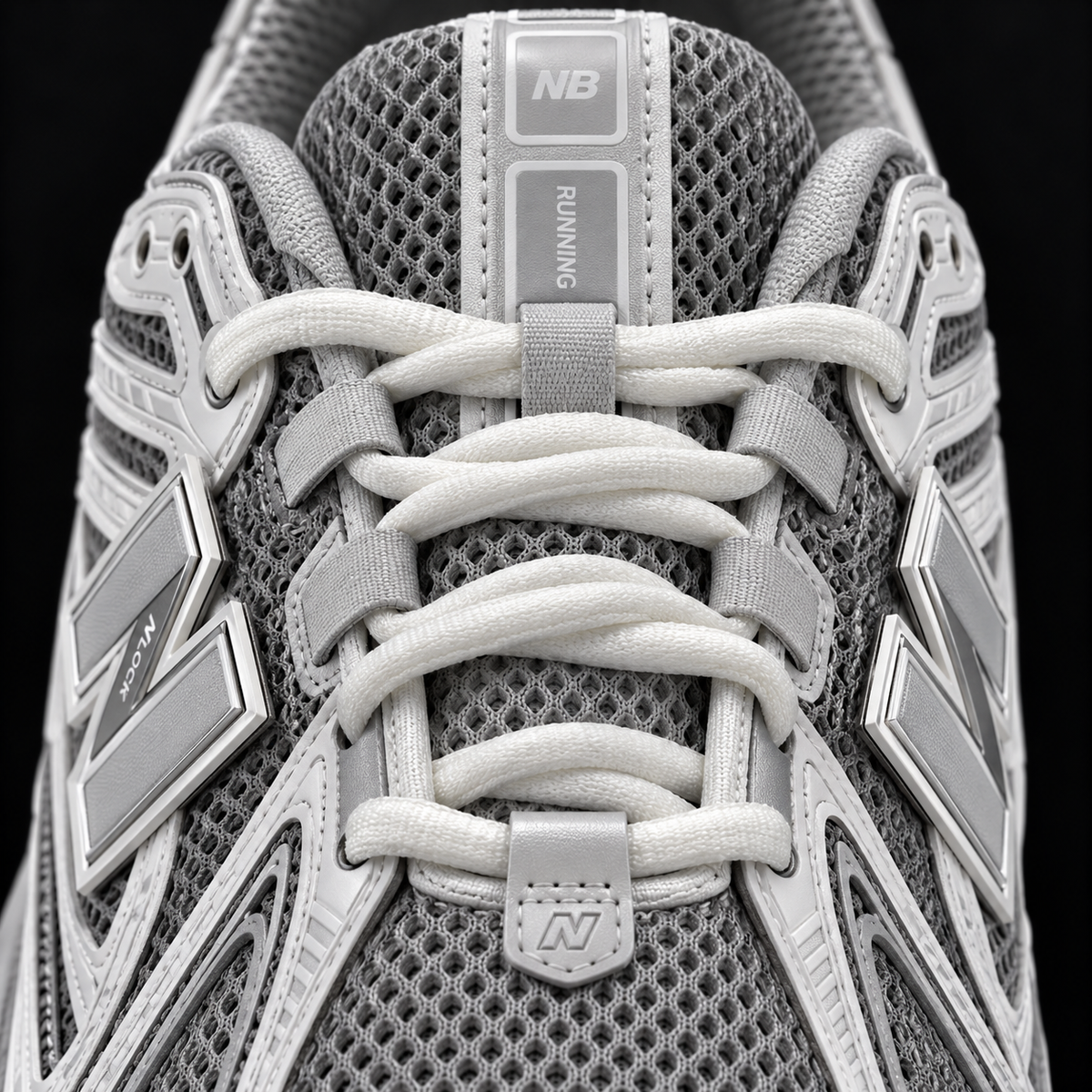 New Balance 1906R Matter Slate Grey Silver Metallic, detalle de agujetas — Crazy!Duck Hype