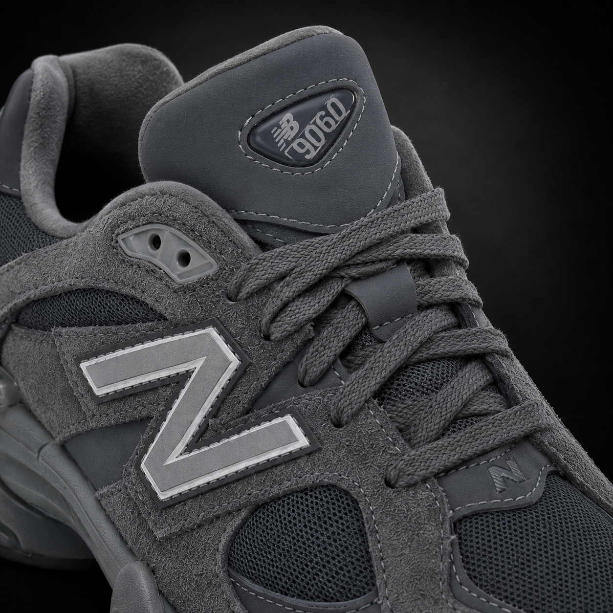 New Balance 9060 Washed Blue, detalle de agujetas — Crazy!Duck Hype