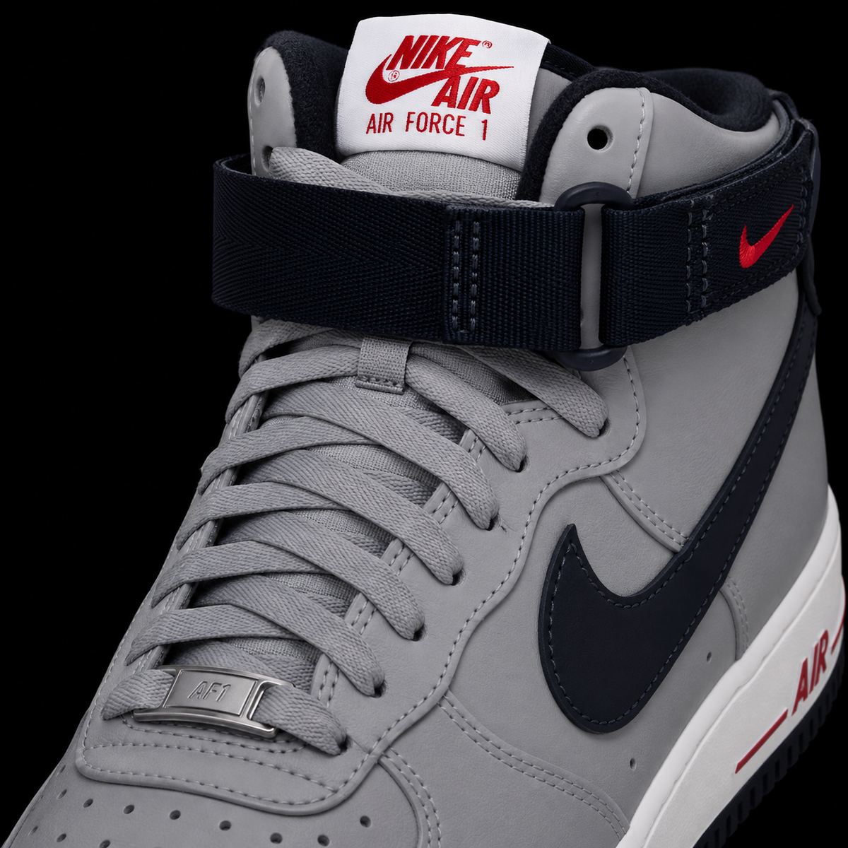 Nike Air Force 1 High '07 Patriots, detalle de agujetas — Crazy!Duck Hype