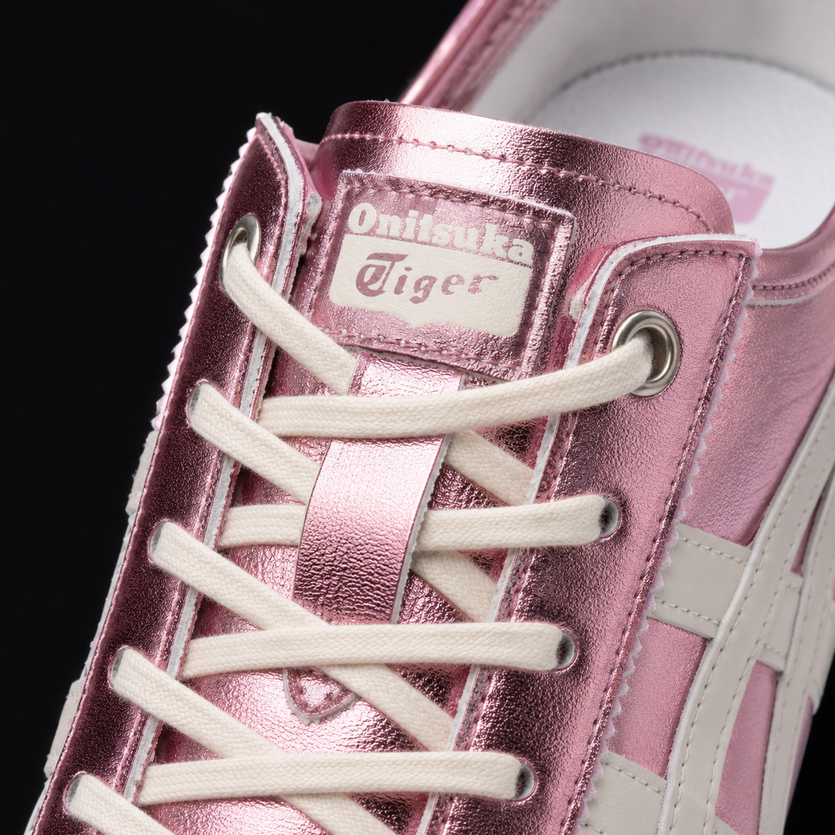 Onitsuka Tiger México 66 SD Crystal Pink Cream, detalle de agujetas — Crazy!Duck Hype