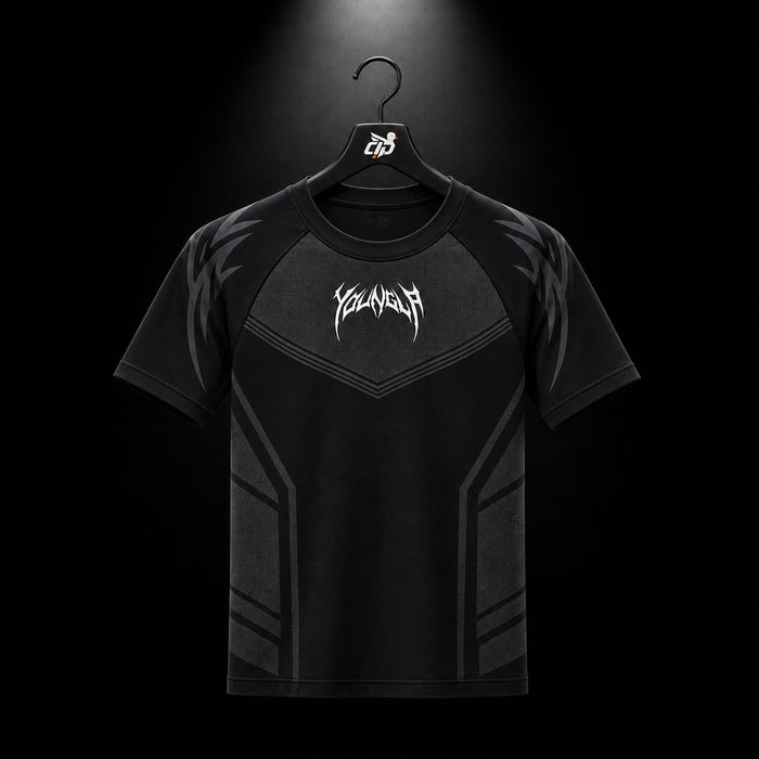 YoungLA 4041 Warrior Compression Tees Black, vista frontal — Crazy!Duck Hype