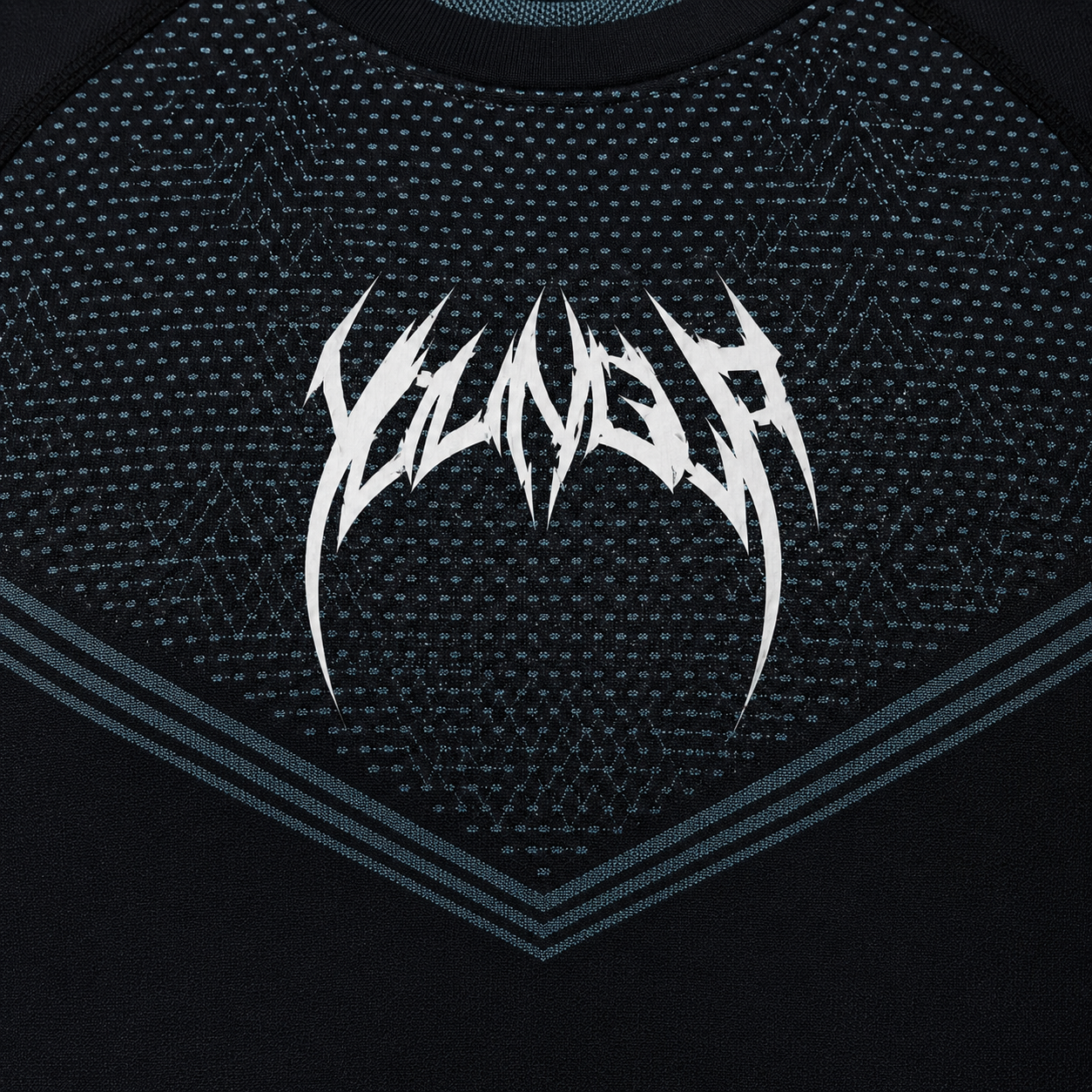 YoungLA 4065 Warrior X Compression Tees Black/Blue, detalle de logo y diseño — Crazy!Duck Hype