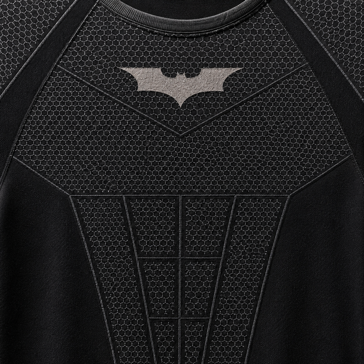 YoungLA 4259 Batman Compression Tees Black, detalle de estampado — Crazy!Duck Hype