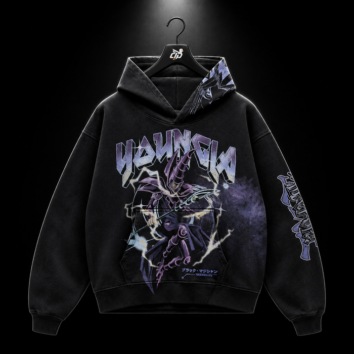 YoungLA 5008 Yu-Hi-Oh! Hoodies Dark Magician, vista frontal — Crazy!Duck Hype