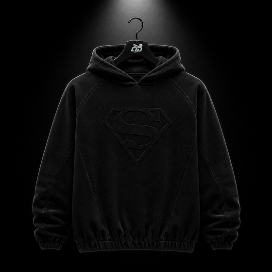 5094 - Superman Shield Hoodies - Black Wash