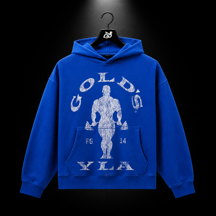 YoungLA 5161 Golds Gym Classic Pullovers Blue, vista frontal — Crazy!Duck Hype