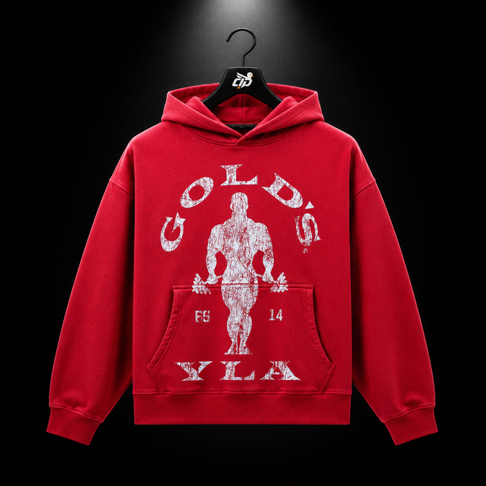 YoungLA 5161 Golds Gym Classic Pullovers Red, vista frontal — Crazy!Duck Hype