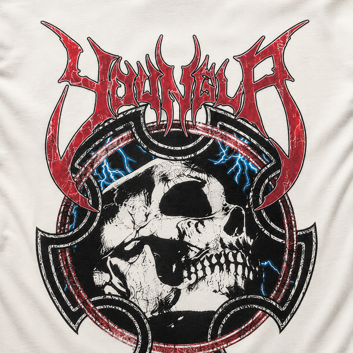 YoungLA 8012 Outcast Longsleeves Beige, detalle de estampado — Crazy!Duck Hype