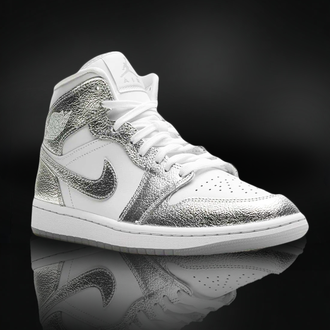 Jordan 1 Mid SE "Metallic Silver" (Mujer)