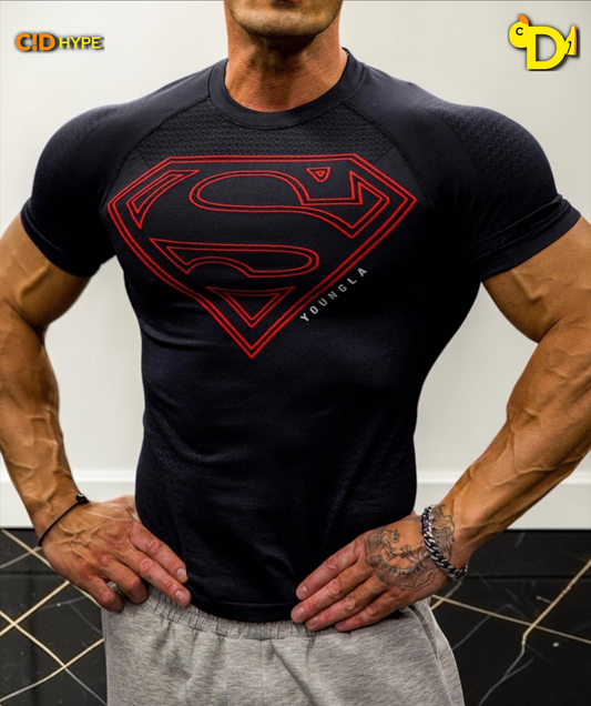 4117 - Superman Compression Tees "Black/Red"