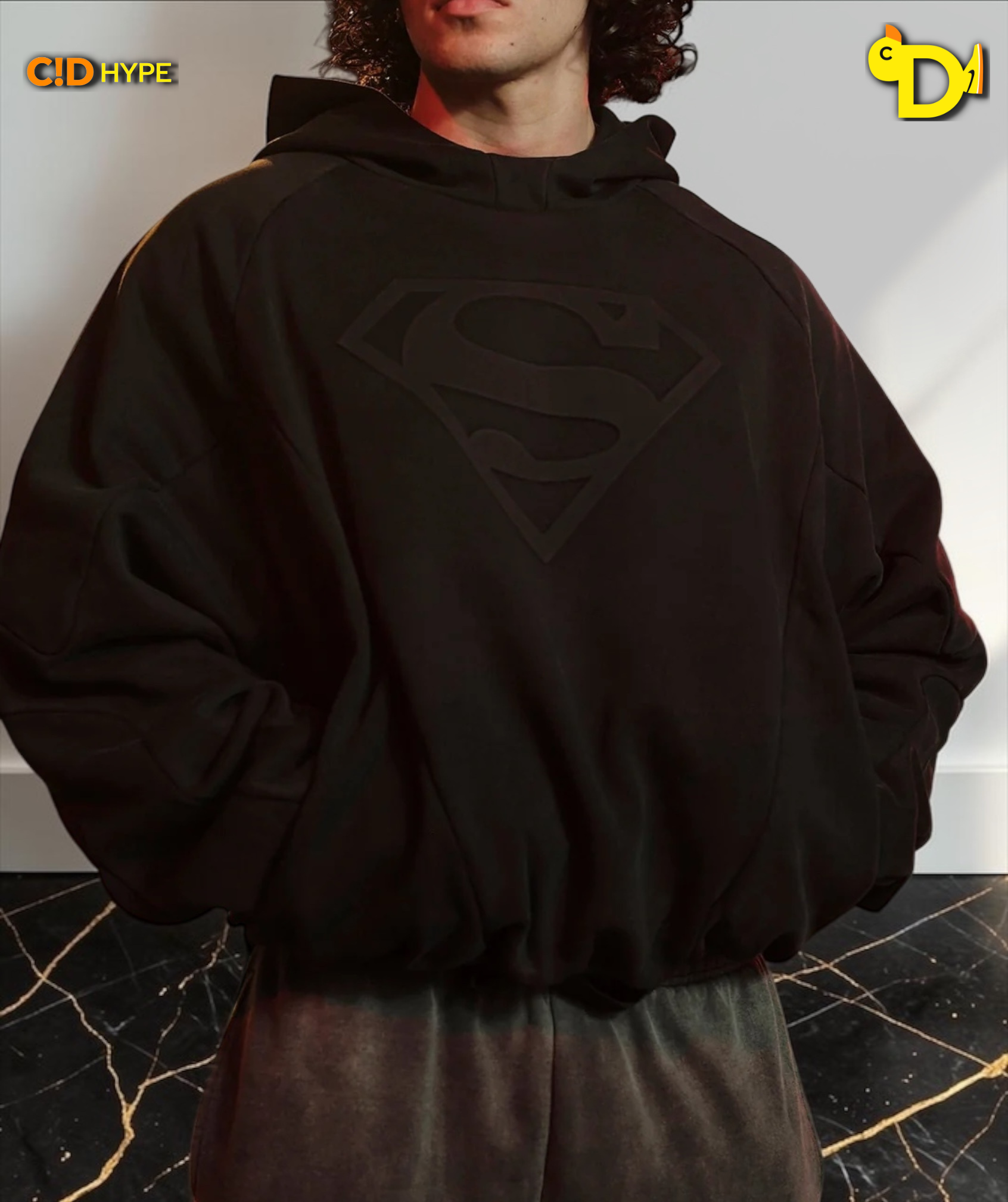 5094 - Superman Shield Hoodies - Black Wash