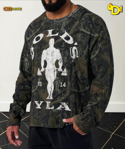 8047 - Golds Gym Thermal LongsLeeves - Dark Tree