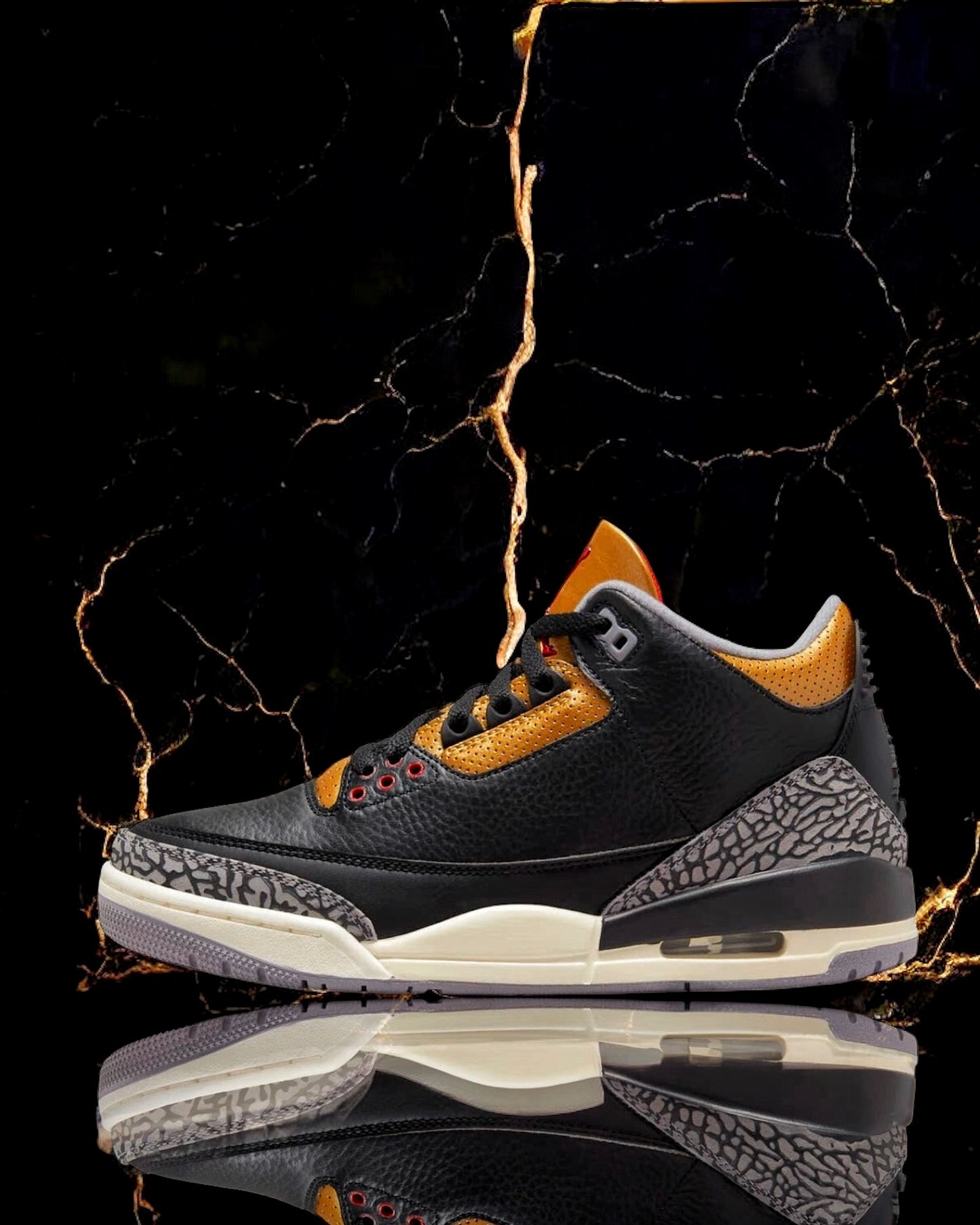 Air Jordan 3 Retro "Black Cement Gold"