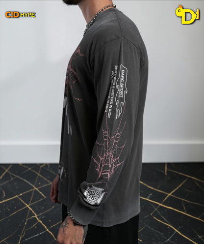 Blood Thirsty Webs "Premium" L/S Tee in Wolf Gray