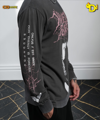 Blood Thirsty Webs "Premium" L/S Tee in Wolf Gray