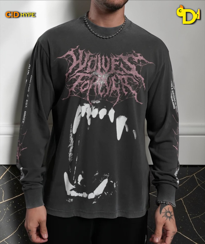Blood Thirsty Webs "Premium" L/S Tee in Wolf Gray
