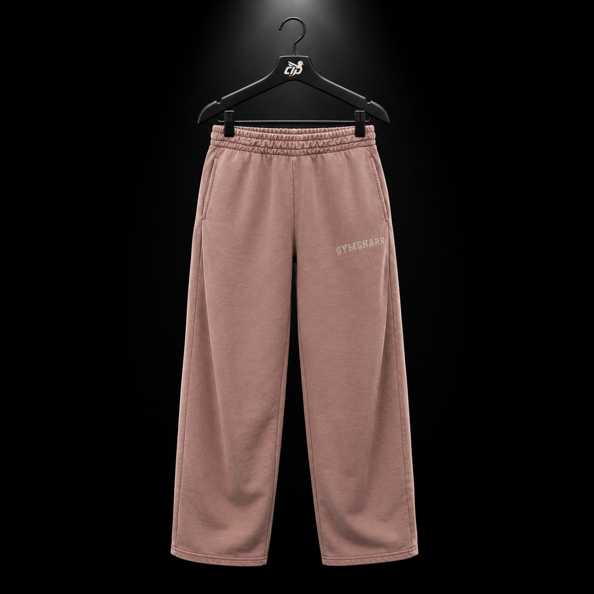 Gymshark Chainstitch Graphic Wide Leg Joggers Chestnut Pink, vista frontal — Crazy!Duck Hype