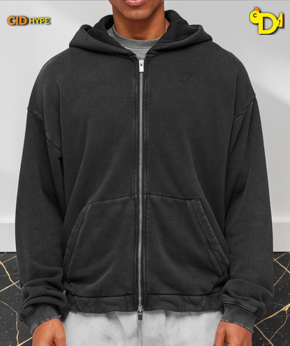 Conditioning Club Washed Zip Through Hoodie "Black/Wash"