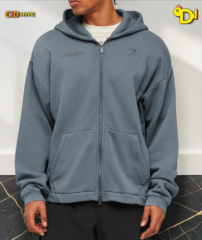Conditioning Club Washed Zip Through Hoodie "Iron Blue/Wash"