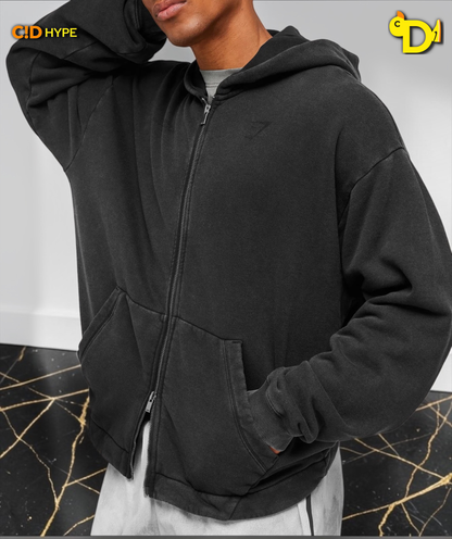 Conditioning Club Washed Zip Through Hoodie "Black/Wash"