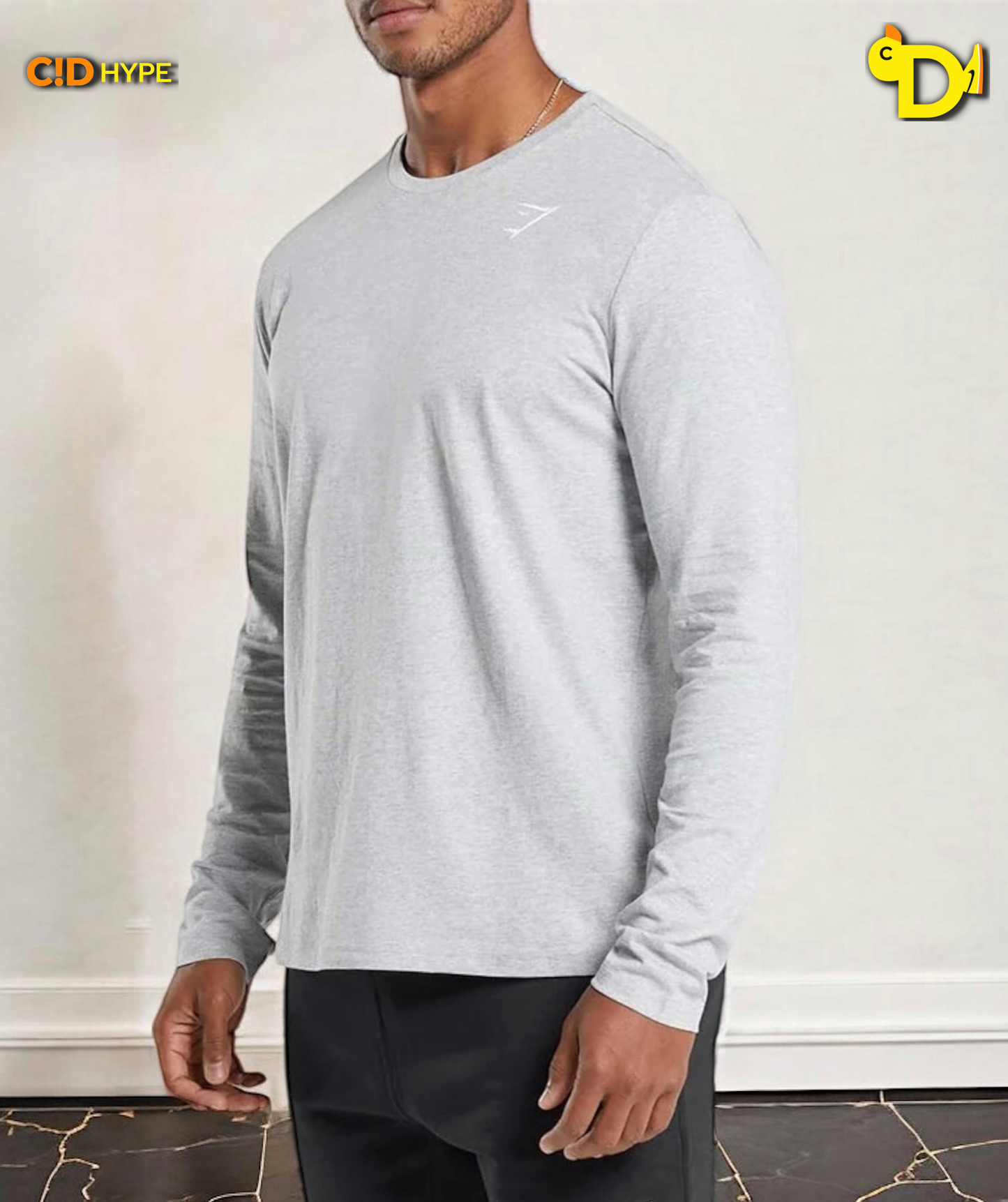 Crest Long Sleeve T-Shirt "Light Grey Marl"