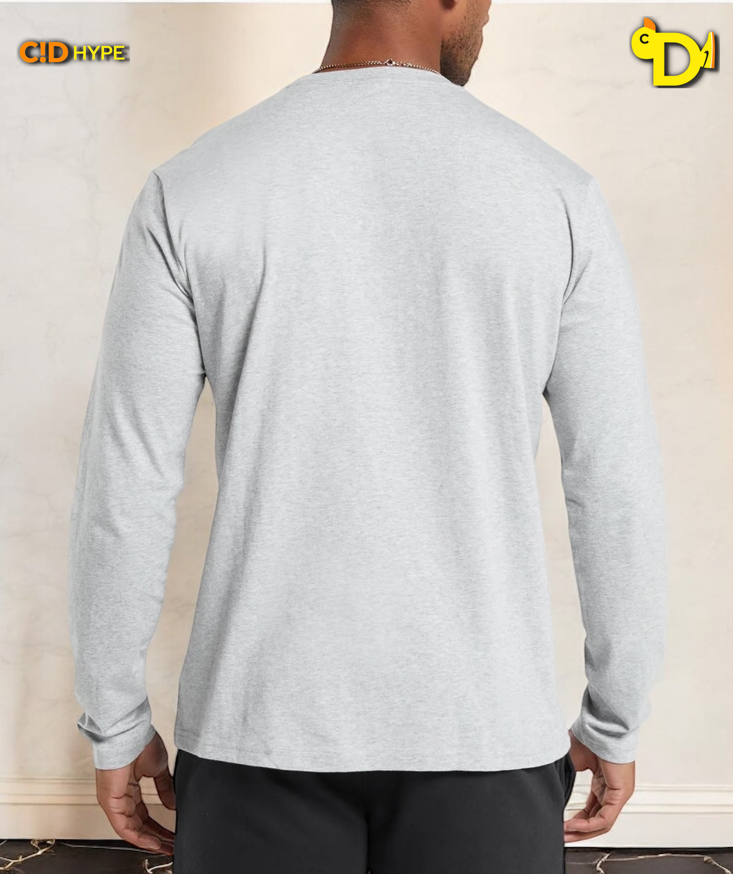 Crest Long Sleeve T-Shirt "Light Grey Marl"