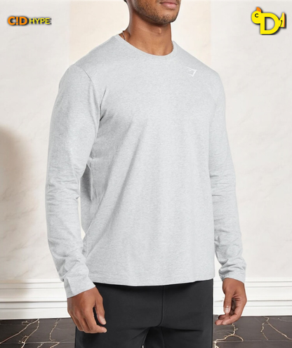 Crest Long Sleeve T-Shirt "Light Grey Marl"