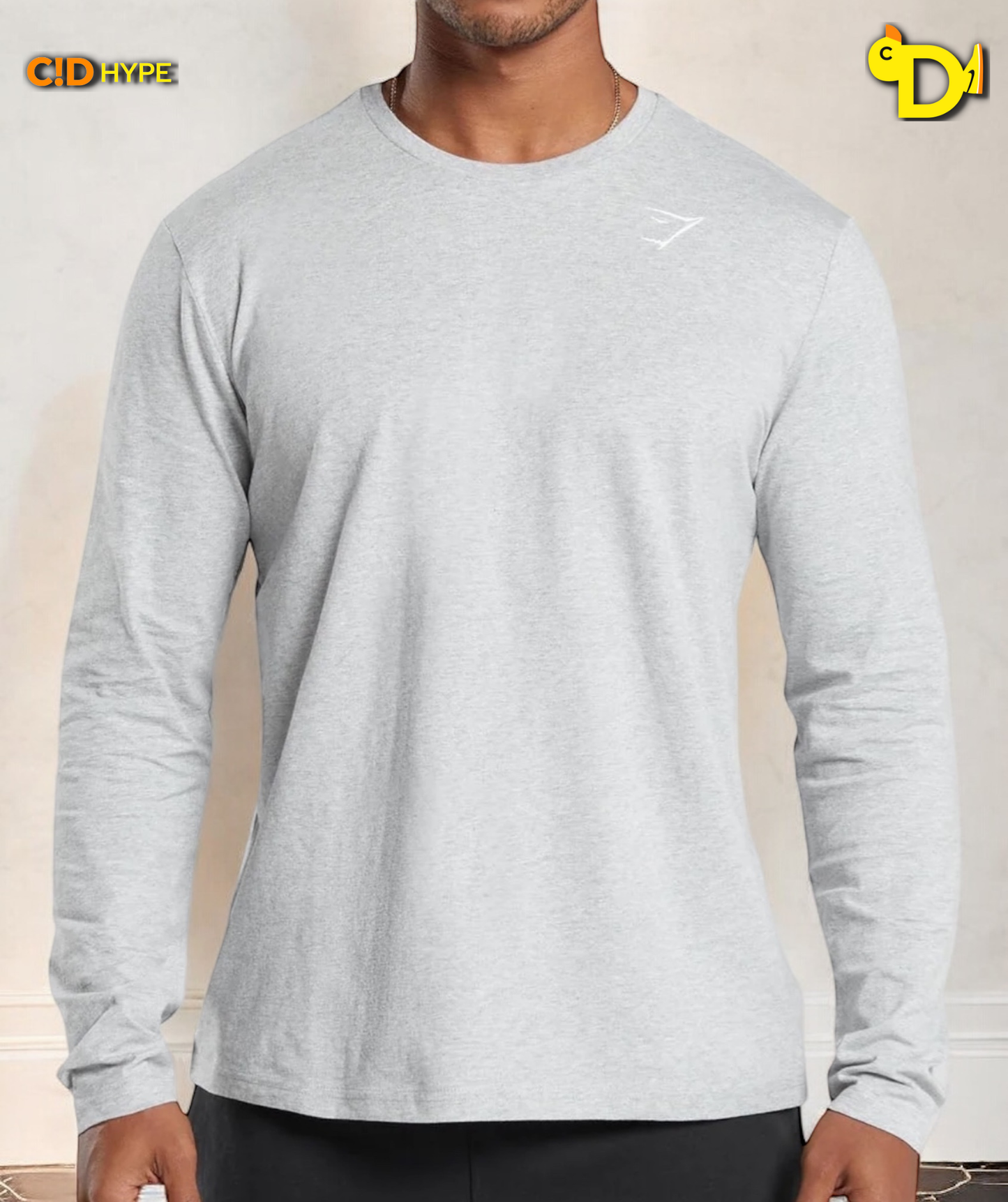 Crest Long Sleeve T-Shirt "Light Grey Marl"