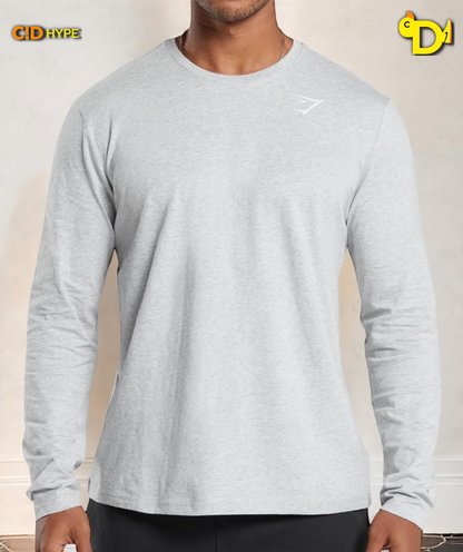 Crest Long Sleeve T-Shirt "Light Grey Marl"