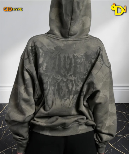 Drip Hesh WLVS FRVR Unisex "Pierce" Hoodie in Lush Vintage Woodland Camo