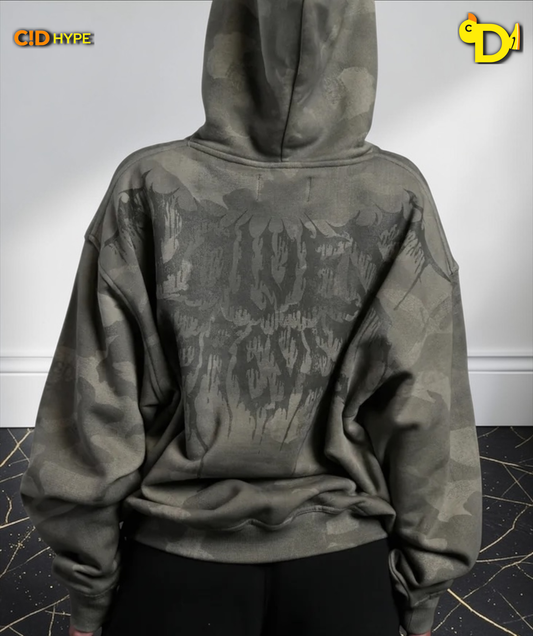 Drip Hesh WLVS FRVR Unisex "Pierce" Hoodie in Lush Vintage Woodland Camo