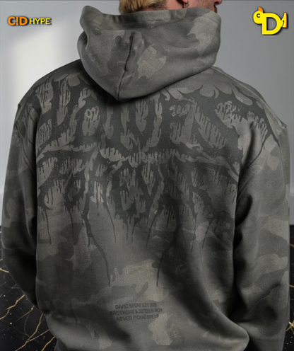 Drip Hesh WLVS FRVR Unisex "Pierce" Hoodie in Lush Vintage Woodland Camo