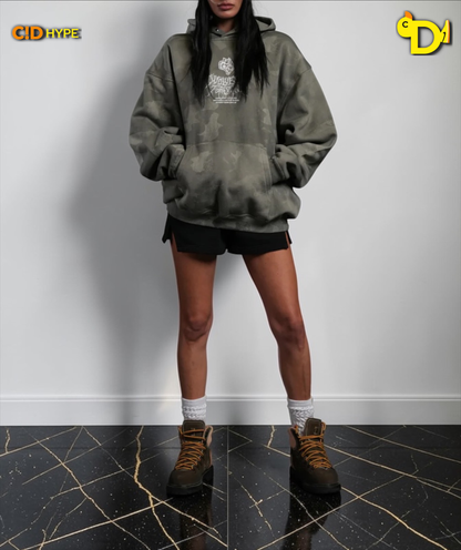 Drip Hesh WLVS FRVR Unisex "Pierce" Hoodie in Lush Vintage Woodland Camo