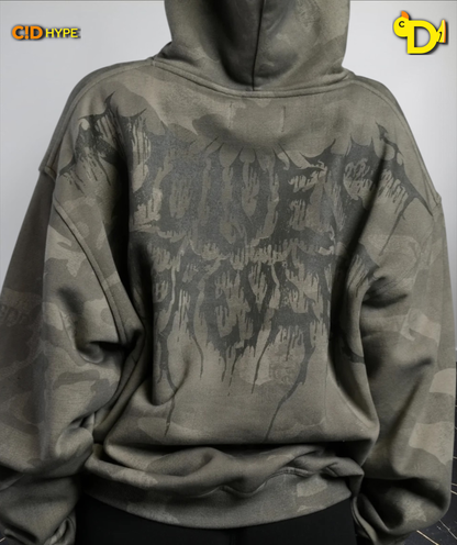 Drip Hesh WLVS FRVR Unisex "Pierce" Hoodie in Lush Vintage Woodland Camo