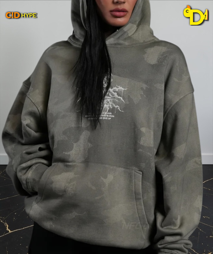 Drip Hesh WLVS FRVR Unisex "Pierce" Hoodie in Lush Vintage Woodland Camo