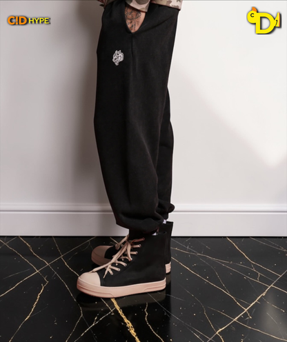 Dual Wolf Unisex Lounger Sweat Pants in Black