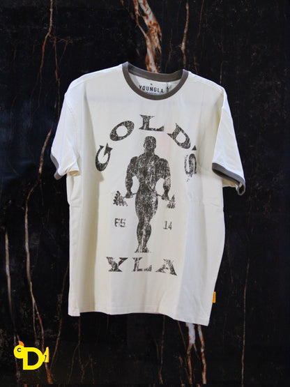 4009 - Golds Gym Ringer Tees (Beige)