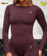 Everyday Seamless Wide Neck Long Sleeve Top "Cherry Purple"