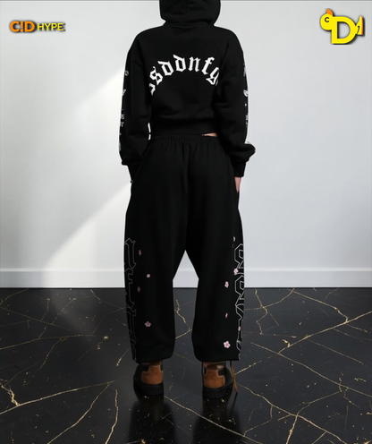 FRVR in the Stars "Sage" Cropped Zip Hoodie in Black