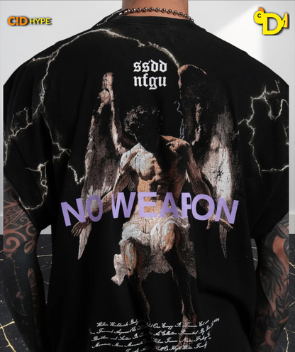 Fallen Angel Grunge Cut-Off Tee in Black