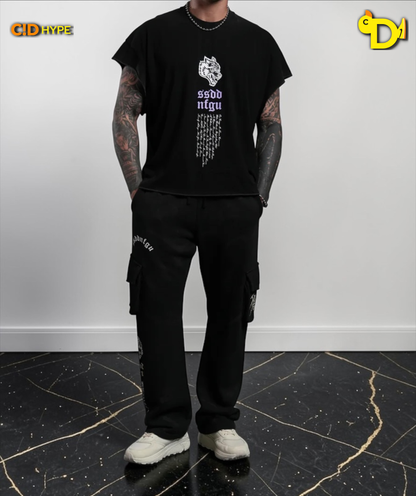 Fallen Angel Grunge Cut-Off Tee in Black