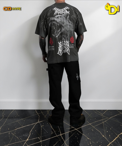 Fenrir Storm "Premium" Oversized Tee in Wolf Gray Drift Wash