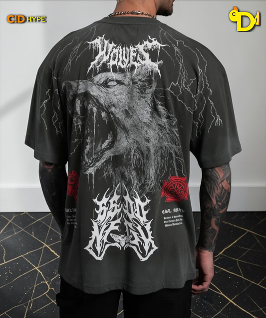 Fenrir Storm "Premium" Oversized Tee in Wolf Gray Drift Wash