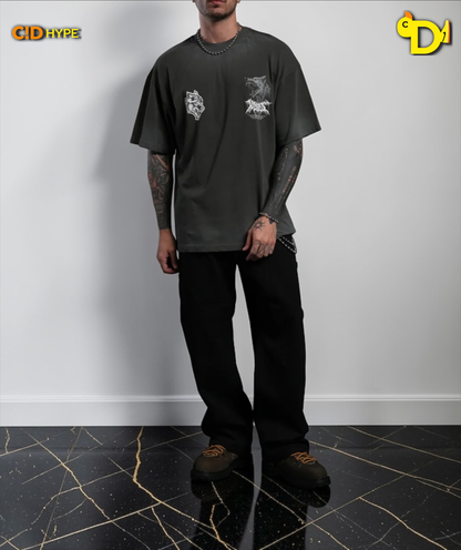 Fenrir Storm "Premium" Oversized Tee in Wolf Gray Drift Wash